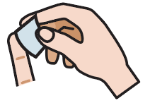 Wiping fingertip with alcohol wipe