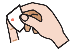 Wiping first blood drop with gauze