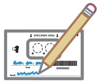 Writing on specimen card with pencil
