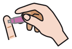 Placing lancet on fingertip